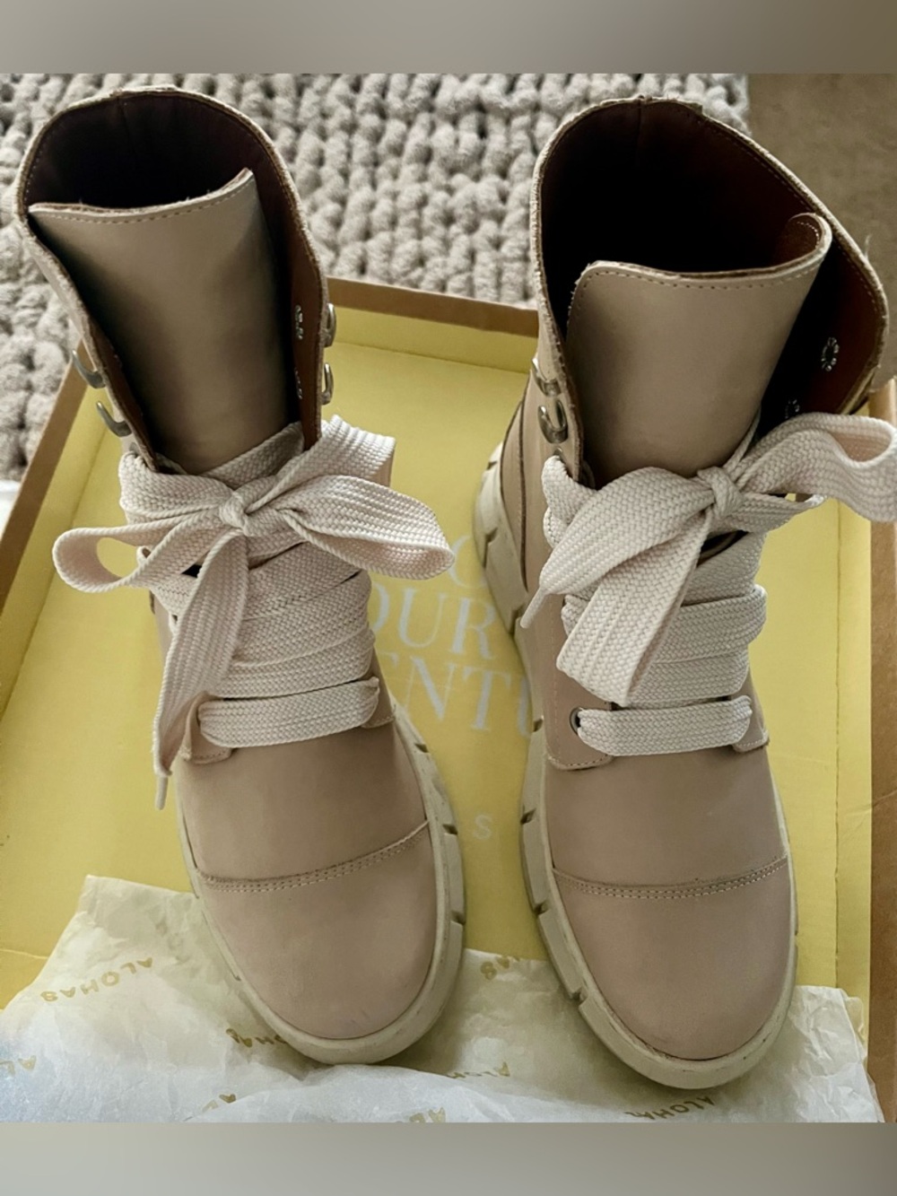 Aloha Can-Can Cream Lace-Up Chunky Platform Boots - from Free People - Picture 4 of 7
